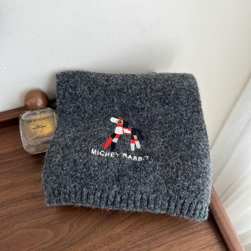 Korean Cute Pony Embroidered Scarf Women's Winter Fashion Versatile Atmosphere Warm and Cold Knitted Scarf Couple