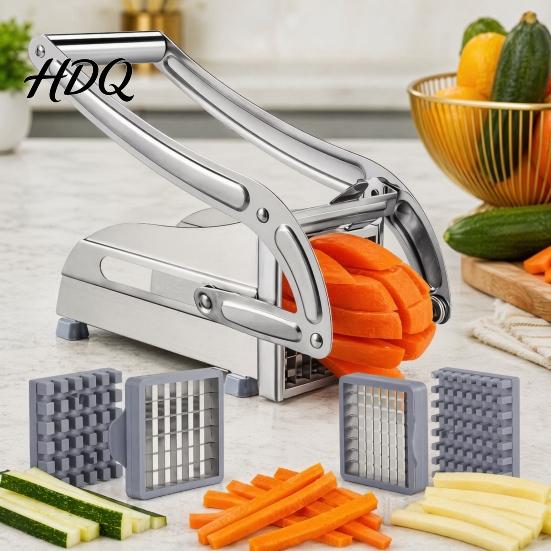 Manual Potato Slicer Slicer with Stable Base And Ergonomic Lever Handle Heavy-Duty Replaceable Quick Cutter Blades French Fry for Thick or