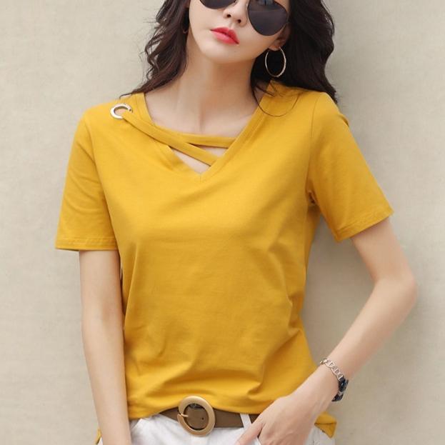 Summer Women's T-shirt Loose Thin Loose V-neck Short-sleeved T-shirt Women's Tops