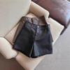 Women's PU Leather High Waist A-line Bootcut Shorts