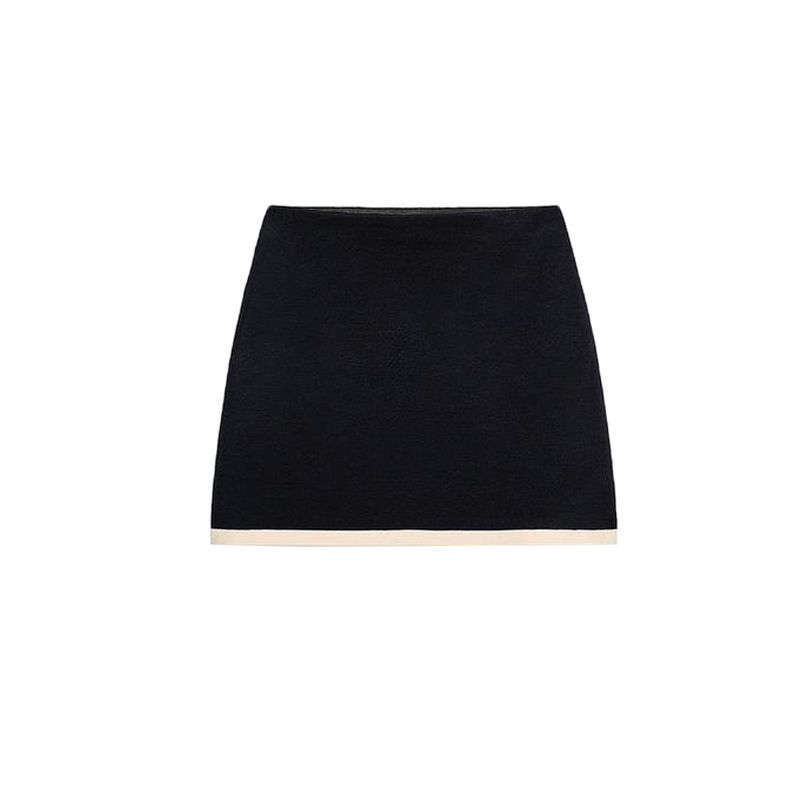 

Spring and Summer Short sleeve round Neck Knitted Outerwear 2142014 Simple and Versatile Comfortable Knitted Mini Skirt 2142024 Sea Blue Skirt L