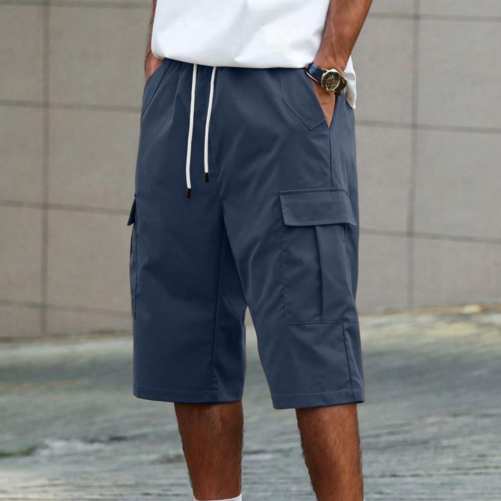 Men's Summer Loose Outdoor Sports, Multi-pocket Work Shorts, Casual Pants, Stretch Waist, Three-inch Pants