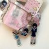 Cartoon Drip Glue Girl Acrylic Keychain Phone Lanyard Kawaii Backpack Pendant Charm Key Hanging Decoration Accessories Gift