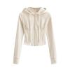 Womens Fitted Hooded Zip-Up Sweatshirt With Ribbed Detail Warm Winter Sportswear