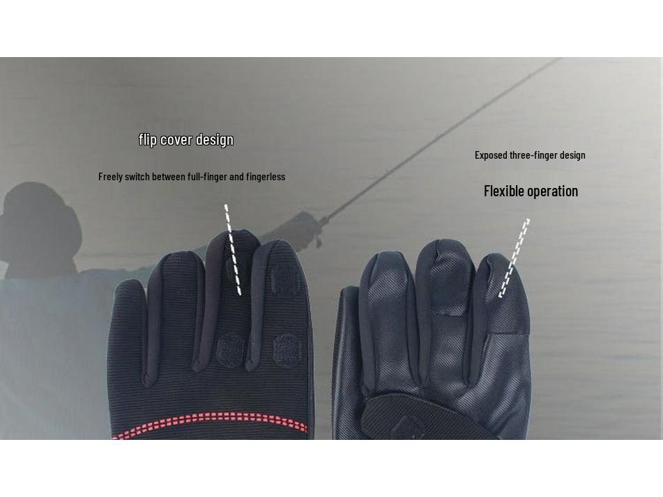 Velvet-Lined Non-Slip Winter Fishing Gloves - Unisex