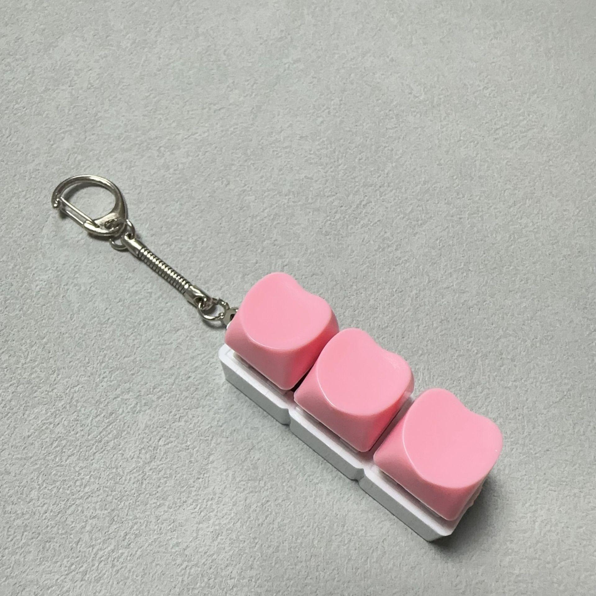 White shell love bear cat three-button button decompression artifact pinch music vent keychain novelty play no light