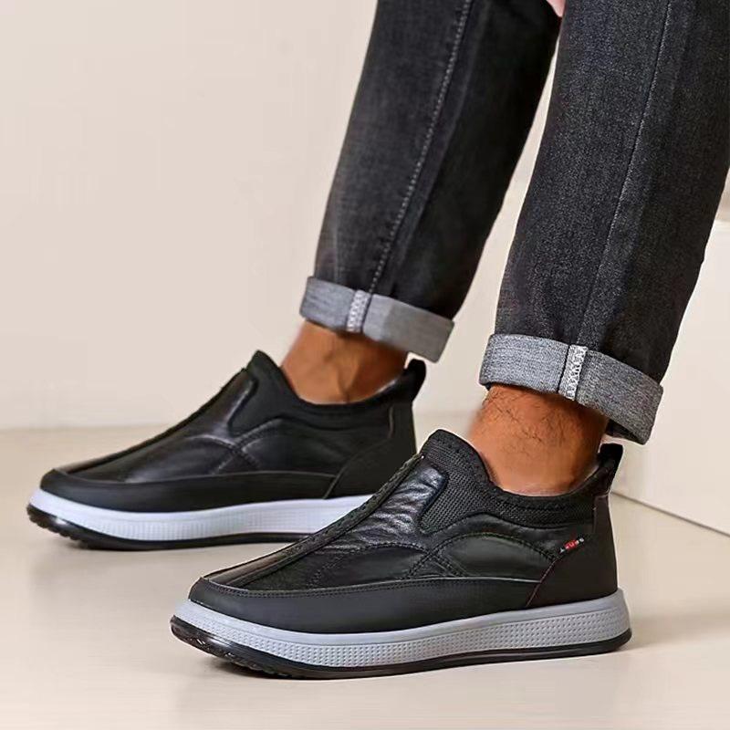 Men's Slip-On Winter Boots - Thermal Insulated Cold Weather Shoes with Non-Slip PVC Sole, Easy Slip-On Closure,Short Boot Design