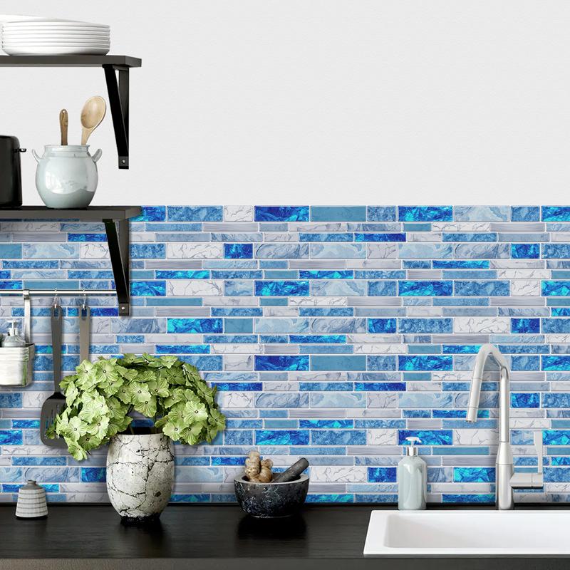 12 Pcs Self Adhesive Tile Sticker Waterproof PVC Marble Pattern Peel And Stick Panels Bathroom Kitchen Backsplash Wall Decals