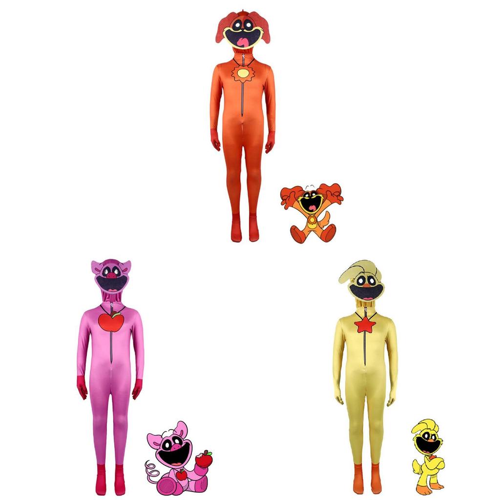 Poppy Playtime Halloween Jumpsuit Cosplay Costume Milk Silk Polyester For Kids Roleplay