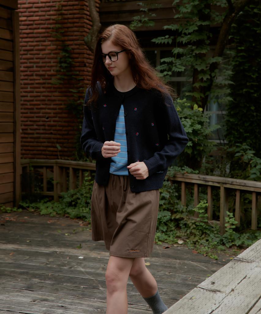 Seutyudioaenpaleukeu Contrast Waist Skirt With Inner Shorts_Brown