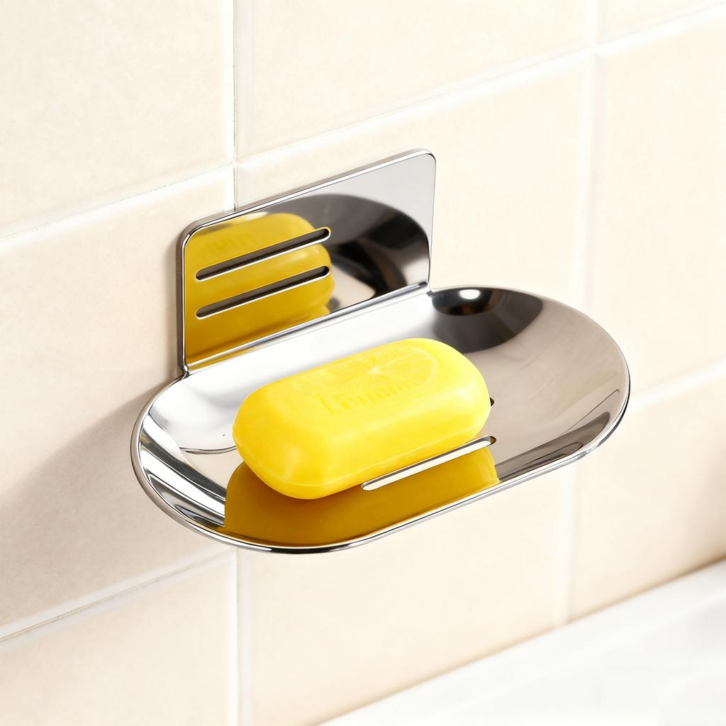 Non-punching Soap Dish, Stainless Steel Soap Rack, Nail-free Bathroom Hanging Rack, Bathroom Soap Box Soap.