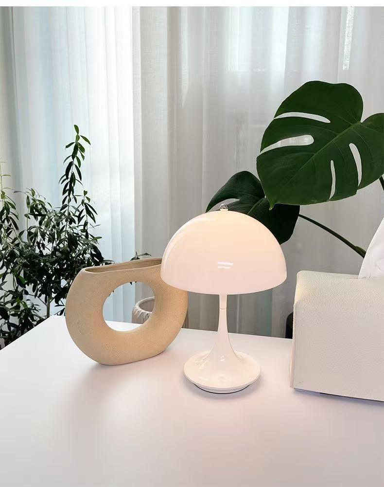 Slim Waist Mushroom Table Lamp: Dimmable, Eye-Protective Night Light for Bedroom and Living Room, European Style.