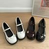 Simple and gentle black round head heightened thick-soled Mary Jane shoes women's 2025 new spring and autumn skirt light mouth single shoes