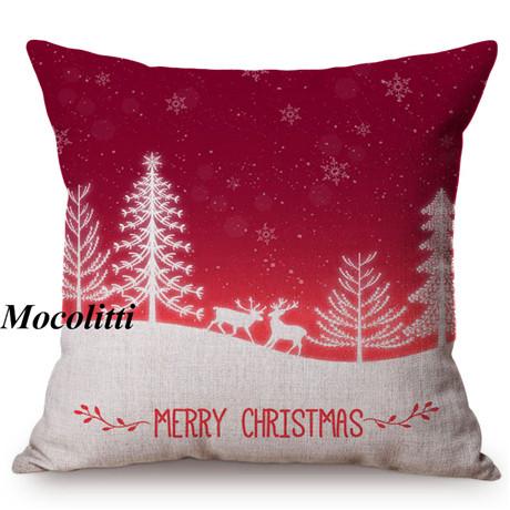 Happy Christmas Decoration Cushion Cover Cotton Linen Geometric Sofa Decorative Christmas Throw Pillow Case Cojines