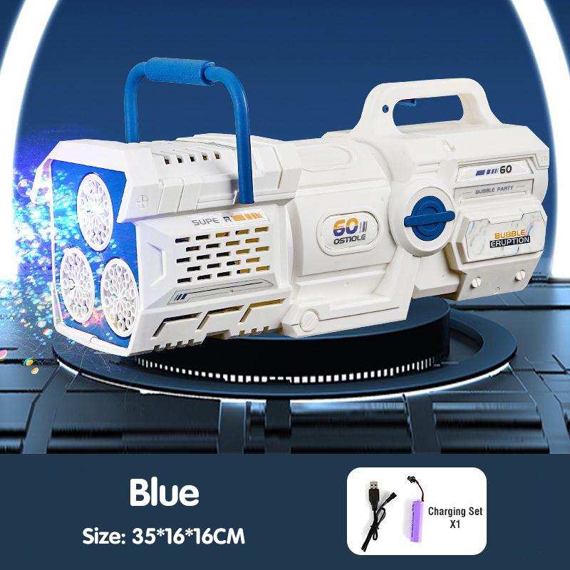 

Электрический пистолет-ракета для мыльных пузырей 60 отверстий Автоматическая машина для мыльных пузырей Детская летняя игрушка для улицы Свадебная вечеринка Подарки на День защиты детей Детям синий