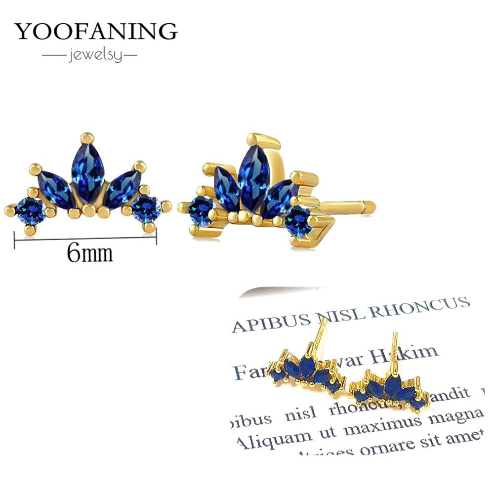 925 Silver Ear Needle Exquisite Luxury Hoop Earring Exquisite Blue Zircon Fashion Series Earring for Women Jewelry Gift