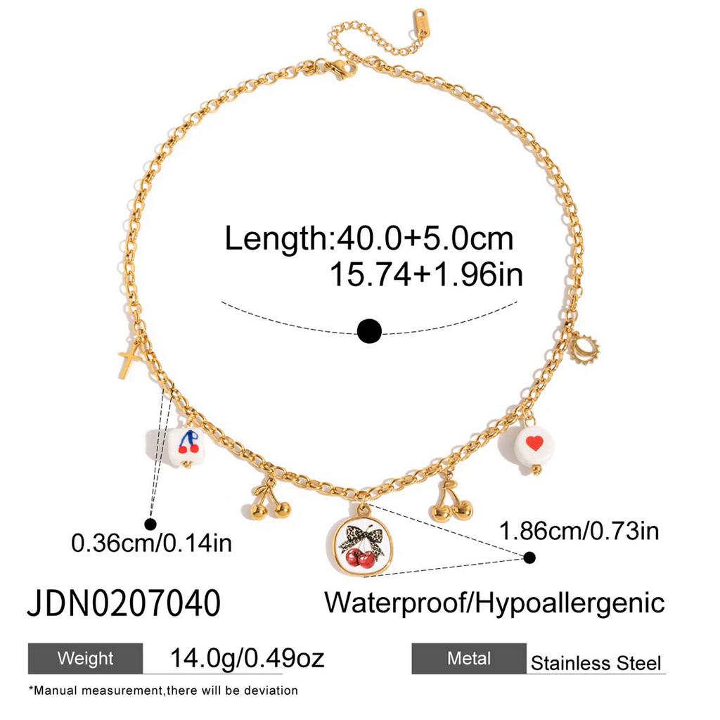 Youthway Bellissimo Ciondolo Ciliegia Collana per Donne Minimalista Acciaio Inossidabile Placcato Oro Collana Gioielli alla Moda Regalo per Ragazze