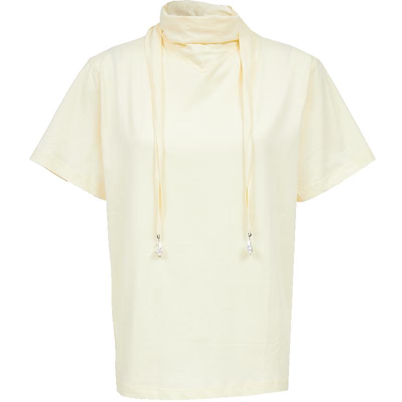 VERO MODA Women's Pure Cotton Tie-Neck T-shirt