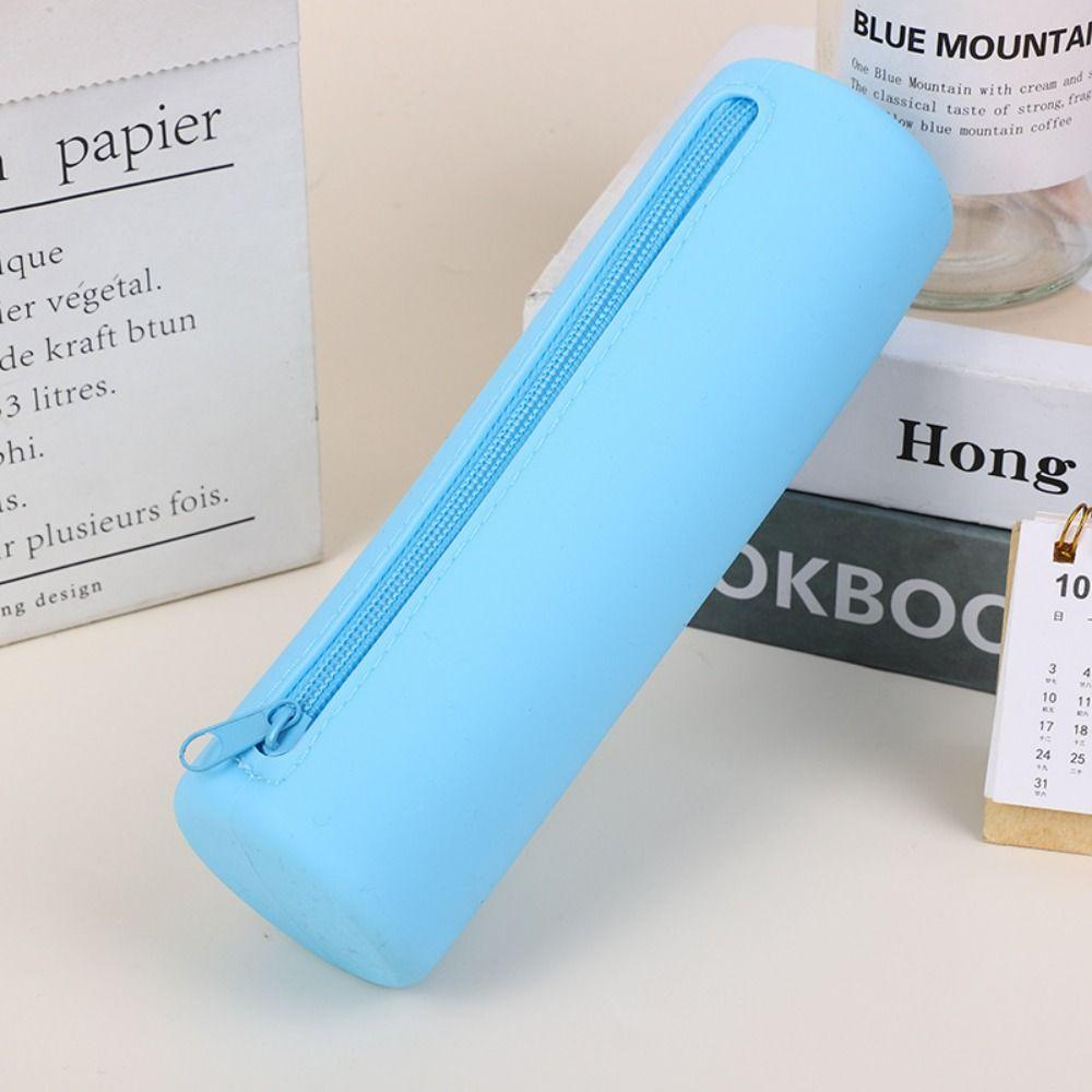 Jednoduchý silikonový penál, velkokapacitní úložný pytel na psací potřeby, přenosná kosmetická taška