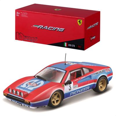 Bburago Scale Ferrari 308 GTB 1982 Race Sports Car Diecast Model Car 1/43 #3 Red/Blue / 18-36304