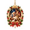 Christmas Scene Hanging Ornament, 2D Flat Wall Decor with Double-Sided Print for Holiday Home Display