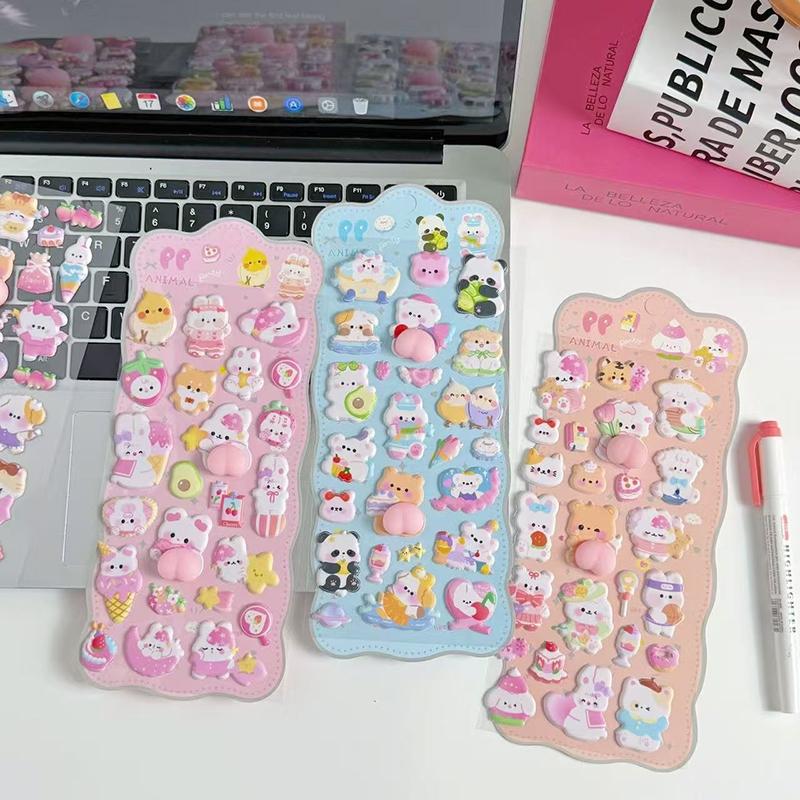 3D Bubble Stickers Cute Animal Butt Stickers Scrapbooking DIY Notebook Happy Buttocks Sticker Decals Decorative PP Stickers