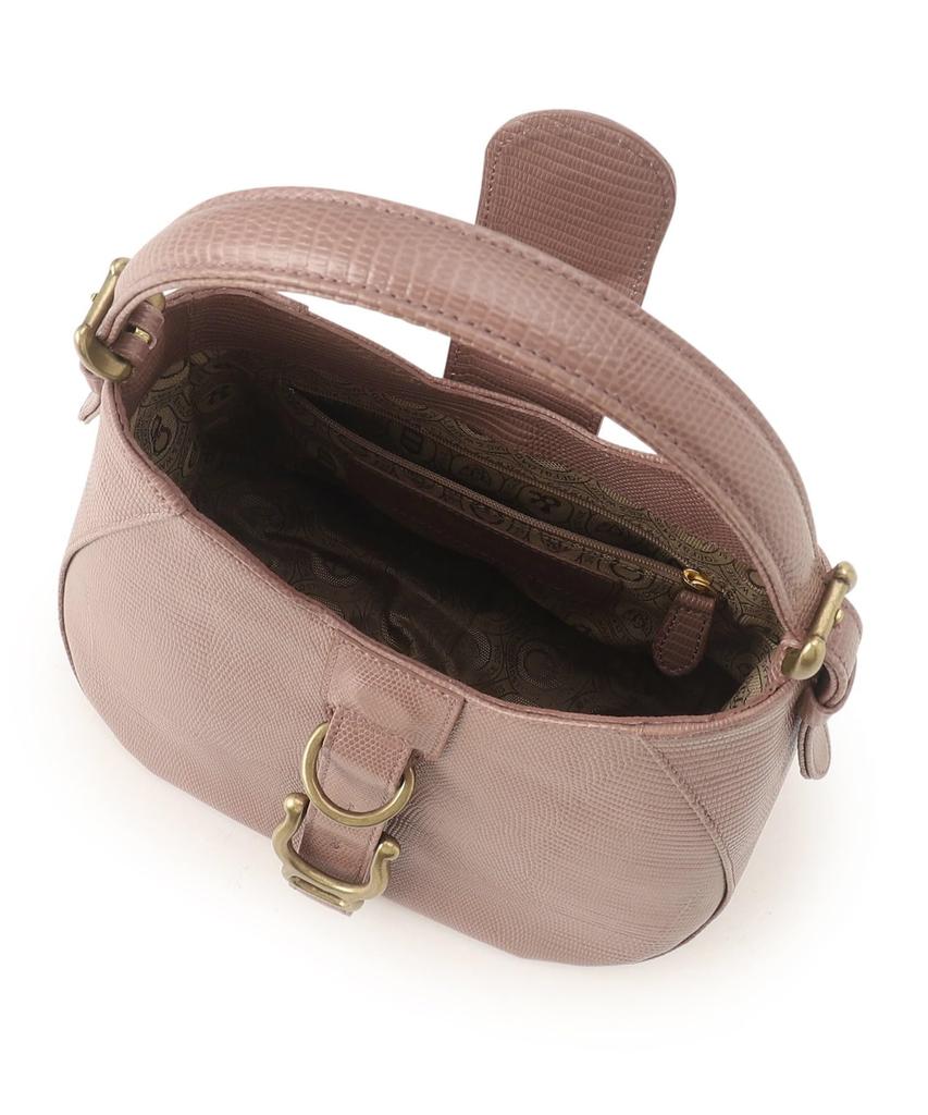 Sac à main Toff & Loadstone Lézard Mousse, Cuir de Vachette Gaufré, Taille Unique, Marron et Rose Poussiéreux
