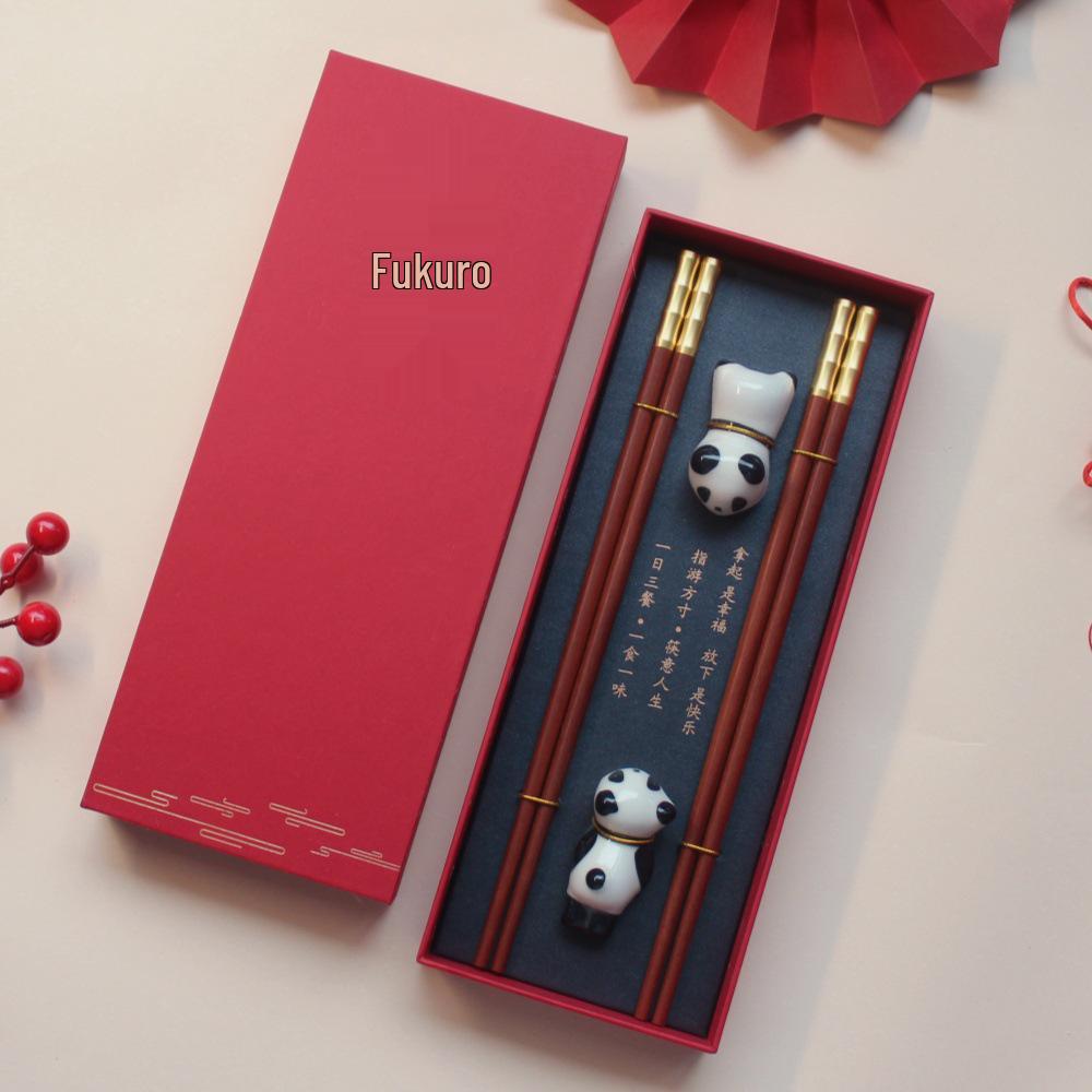 Engraved Logo Chopstick Rest Gift Set with Engraving & Hot Stamping for Corporate Souvenirs