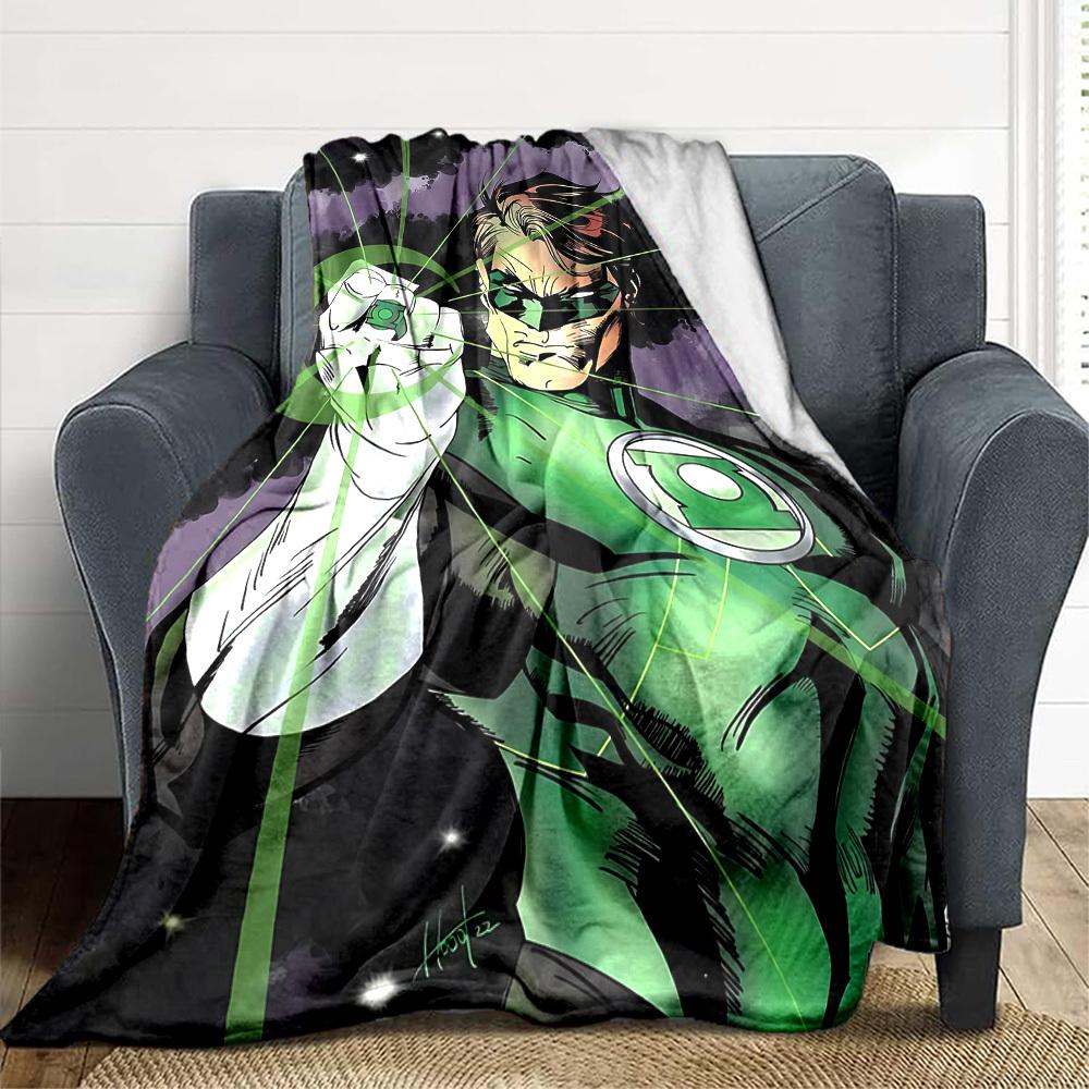 1pc Green Lantern Flannel Throw Blanket Soft, Warm & Cozy for Couch, Bed, Office, and Travel Versatile All Season Gift, Christmas present