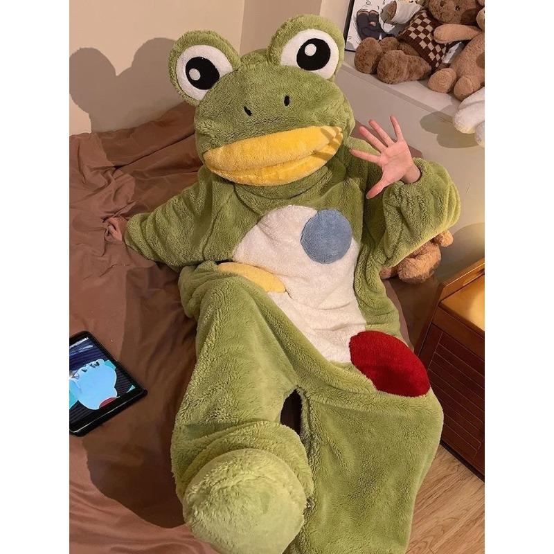 Kigurumi Rana Cartone Animato Pigiama Invernale Tuta Costumi Pigiama Halloween Carnevale Cosplay Donna Uomo Festa Pantofola