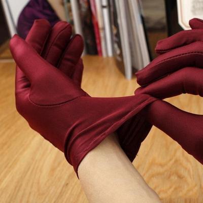 Damen Dünne Spandex Handschuhe Hohe Elastizität Sonnenschutzleistung Tanzschmuck Etikettehandschuhe Weiße Handschuhe