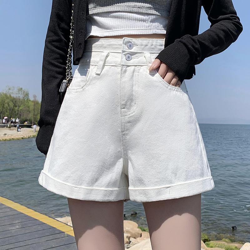 Summer Casual Loose Denim Shorts for Women Fashion High Waist Wide Leg Jeans Female Pants Vintage Blue Simple Office Lady Shorts 24250