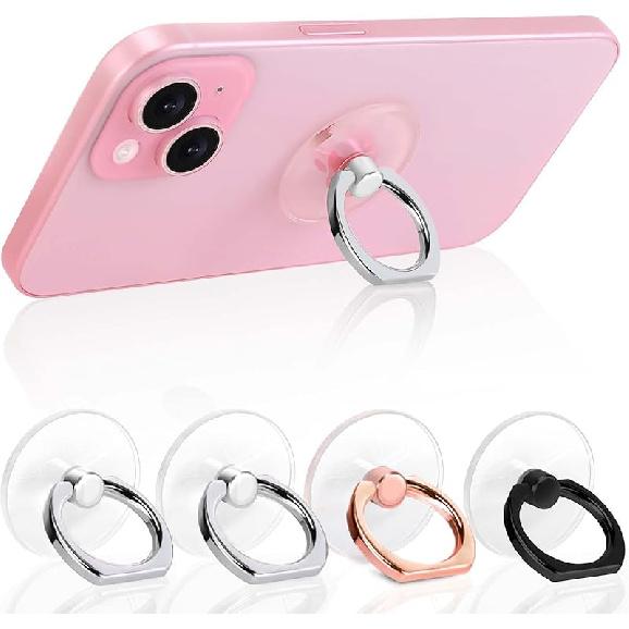Cell Phone Ring Holder, Transparent Ring Holder 360°Rotation Finger Ring Stand, Clear Cell Phone Kickstand Compatible with Most of Phones, Tablet 2Silver+1Black+1Rose Gold