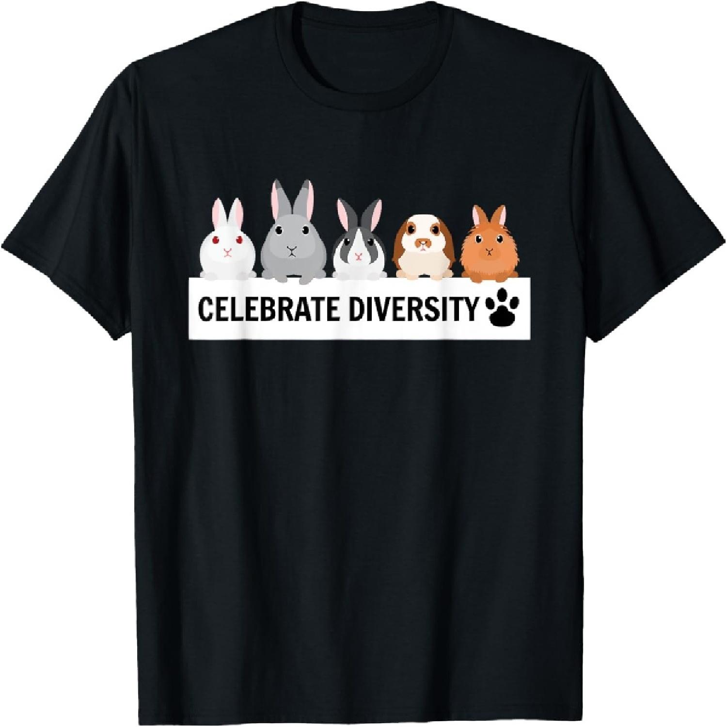 Celebrate Diversity Cute Pet Bunny Shirt for Rabbit Lovers T-Shirt XXXXXL разноцветный