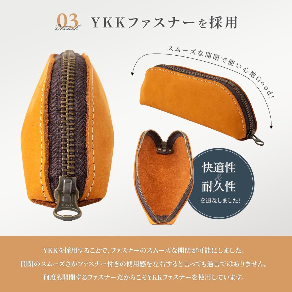 Kameto Bag Manufacturing Slim Leather Pencil Case with Large Simple Design for Adults entirely from the outermost surface of cowhide Stylish Leather