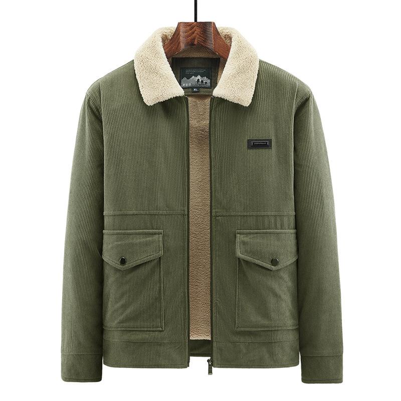 

Зимняя куртка из овечьей шерсти для мужчин с толстым и холодостойким меховым воротником Легкая L