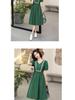 Forest-Style Puff Sleeve A-Line Dress: Summer French Waist-Cinching Mid-Length Skirt with Contrasting Colors