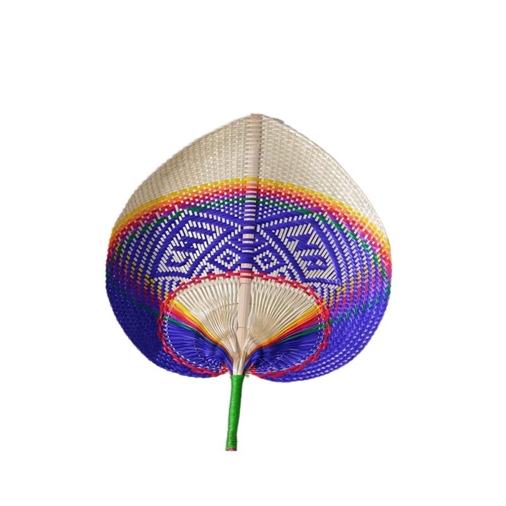 Bamboo Palm Leaf Fan Handmade Heart Shaped Fan Photography Props Hand-woven Fan  Outdoor Activities