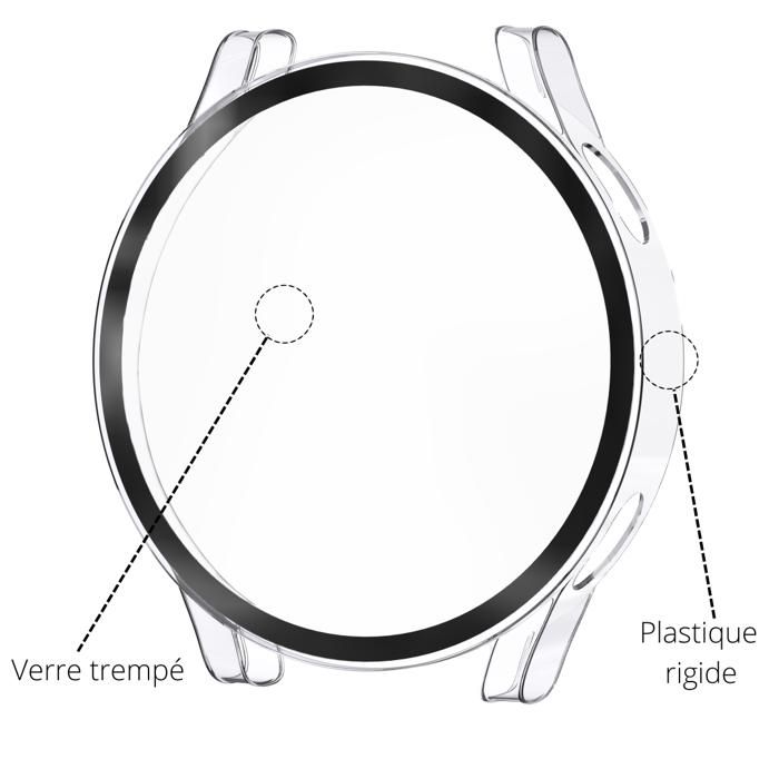 Samsung Galaxy Watch FE 40mm Case Compatible - Hard Protective Case Transparent Tempered Glass Screen Phonillico