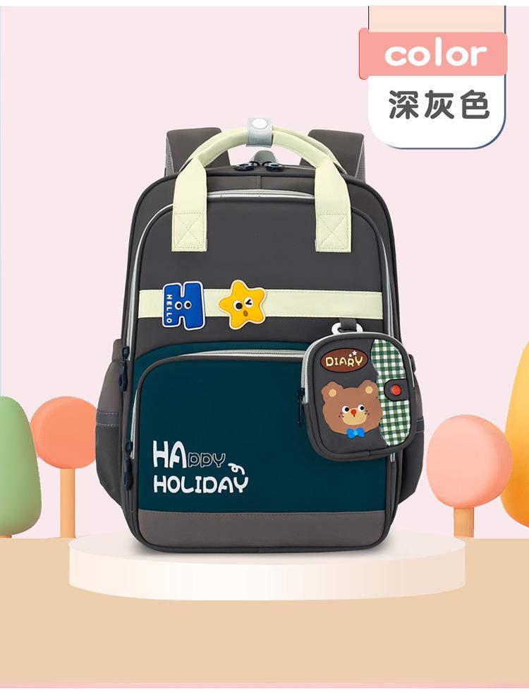 Schoolbag new cartoon bear children's anti-drop schoolbag women's high-quality backpack primary school students 1st-1st grade backpack men