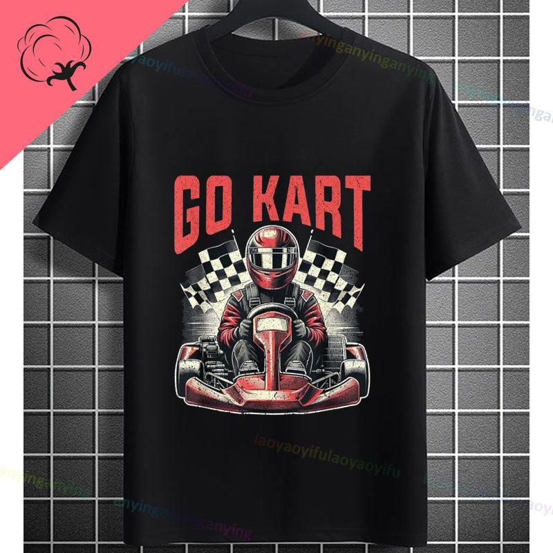 Go Kart Racing Karting Driver Enthusiast Carting Retro Graphic Tshirt Fashion Casual Wear Shortsleev Oneck 100 Cotton Tshirt