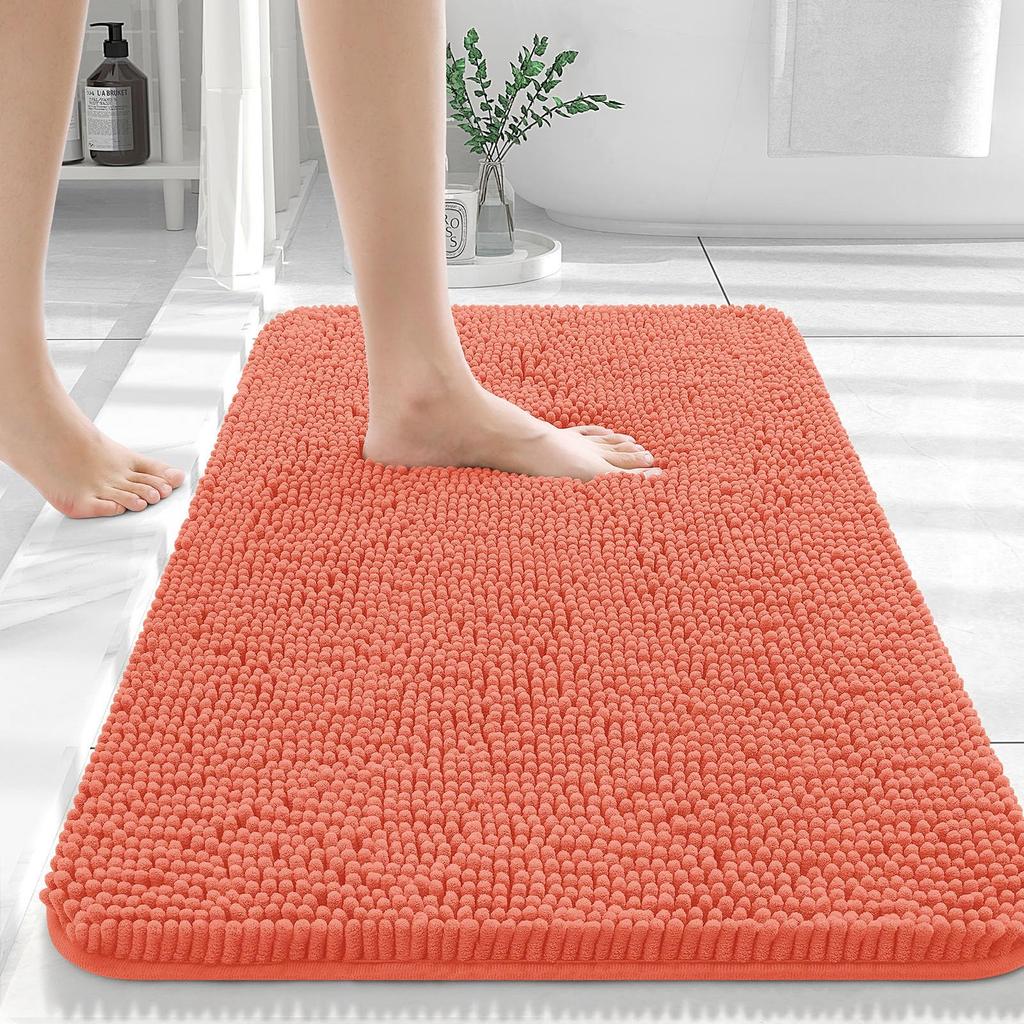 Homaxy Chenille Plain Hairy TPR Material Door Mat Indoor Non Slip Door Mat Dirt Trap Absorbent Mat Absorbs Water Bathroom Mat