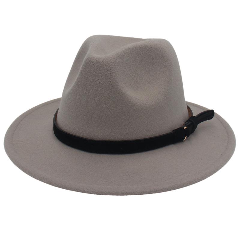 White & Black Panama Jazz Hat with Imitation Wool Wide Brim - Women's Autumn/Winter British Style