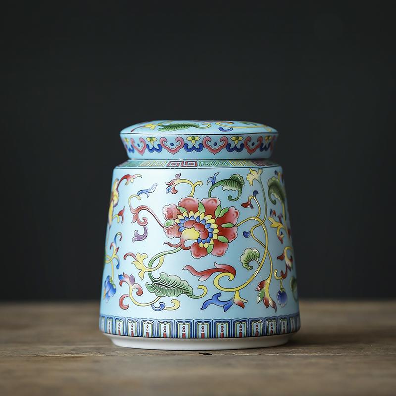 Creative Painted Ceramic Jar Portable Tea Candy Jar Household Multifunctional Nut Coffee Bean Storage Box Kitchen Food Container