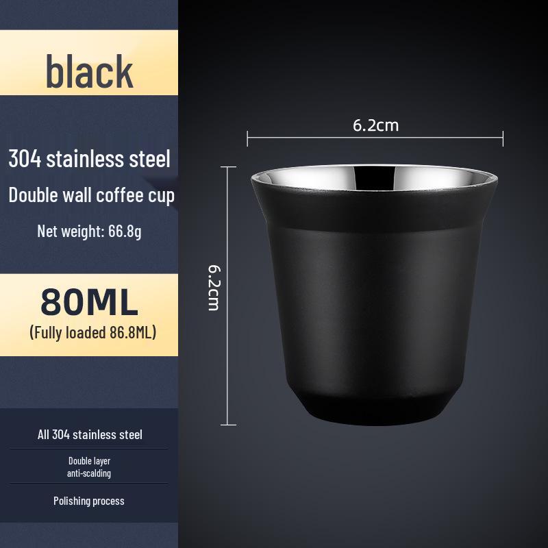 Italian Capsule Coffee Cup - 304 Stainless Steel, Double-Layer Insulated, Food-Grade, Latte Gift