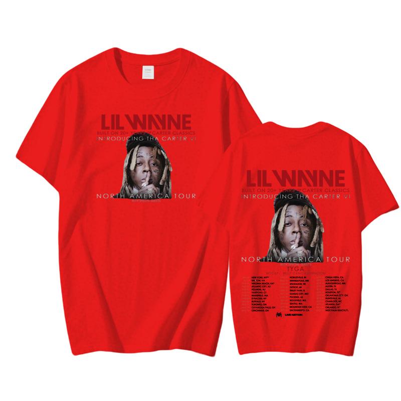 

Футболка Lil Wayne Tour 2025 с графическим принтом, 100% хлопок, повседневная футболка на лето, хлопковая модная футболка, женская одежда XXL красный