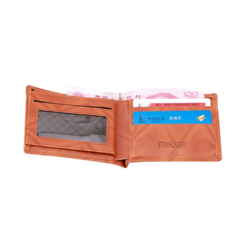 Herrelommebøker med mønster på 100 amerikanske dollar. Lommebok for menn i skinn med fotokortholder. Moteriktig lommebok med stor kapasitet.