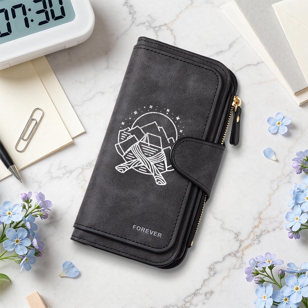 Retro Printed Long Wallet Large Capacity Multi Card Slot Durable Fashion Purse