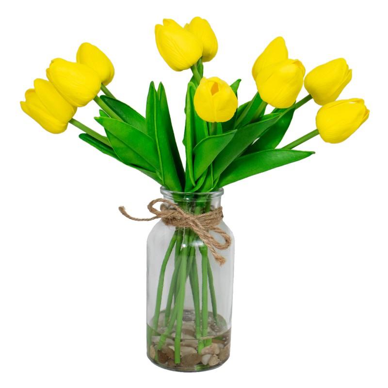 Artificial Tulip Flowers PU Fake Floral Bouquet Wedding Home Decor Photography Prop