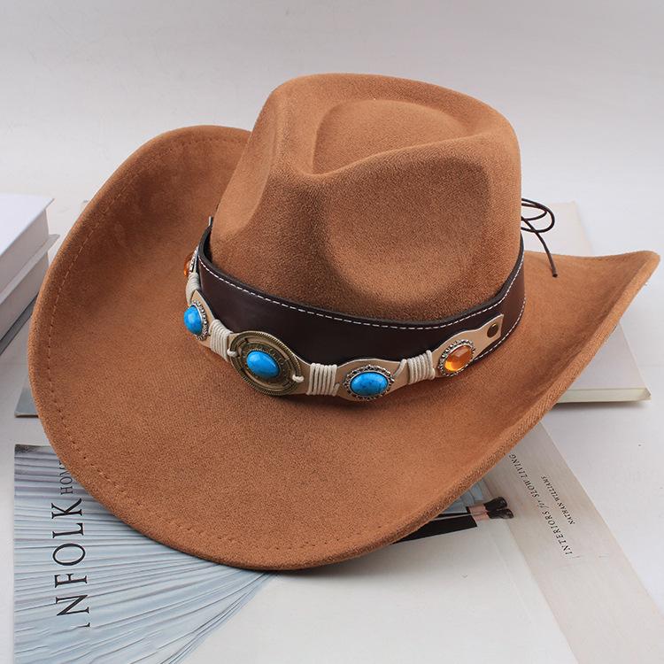 Western Cowboy Style Tibetan Fashion Top Hat Autumn/Winter New Collection Deer Skin Velvet Large Edge Riding Hat